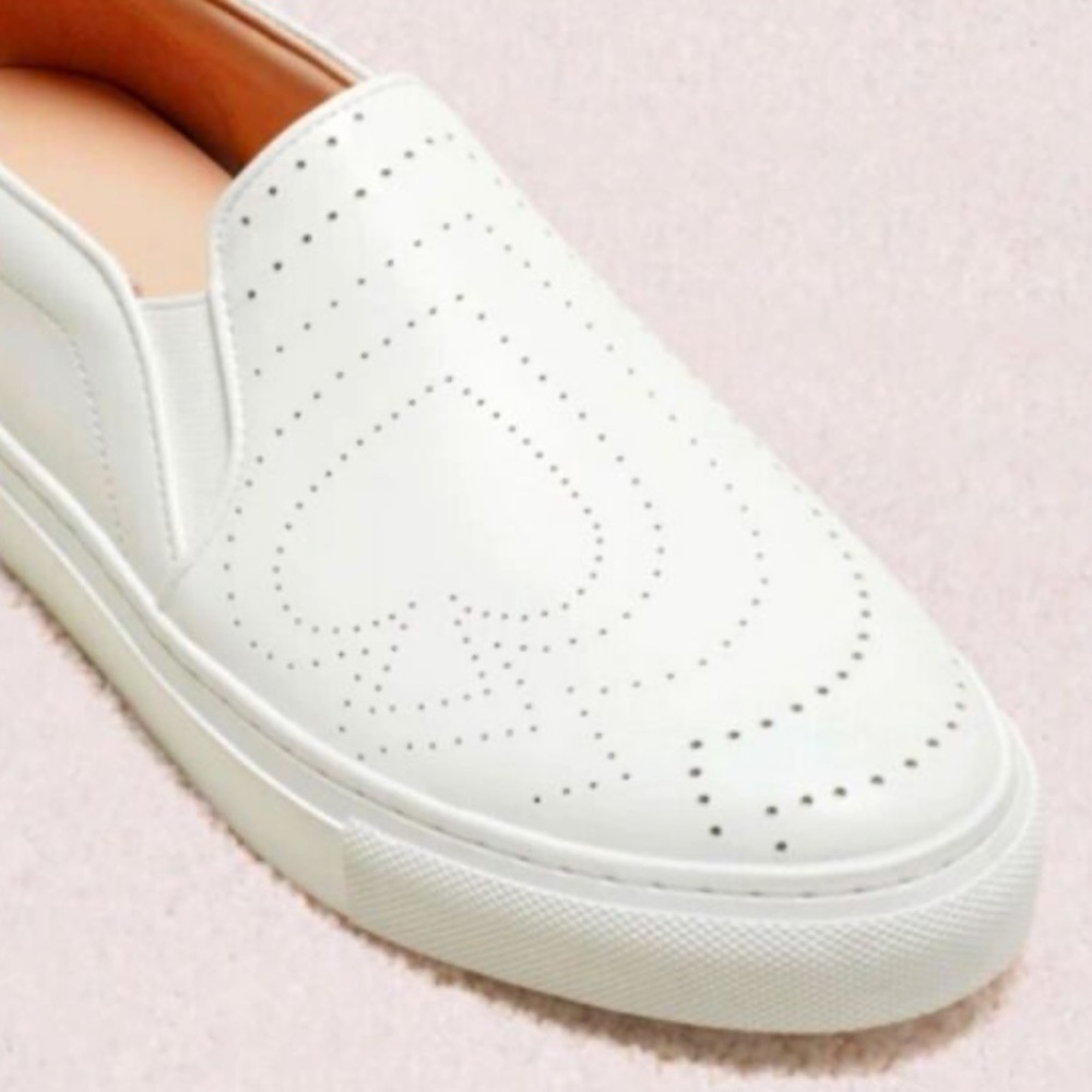 Kate Spade White Azores Preforated Leather Slip-On Shoes